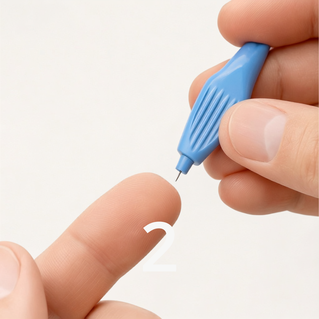 Omega-3 Test step 2: collect capillary blood and apply it to the dried blood card