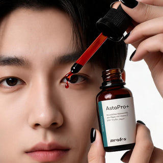 Lifestyle image of neotes astaxanthin oil in a calm, bright product setting