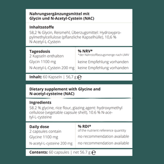 neotes GlyNAC capsules highlighting glycine and N-acetyl-L-cysteine as ingredients