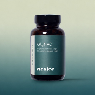 neotes GlyNAC capsules as a jar packshot against a soft gradient background