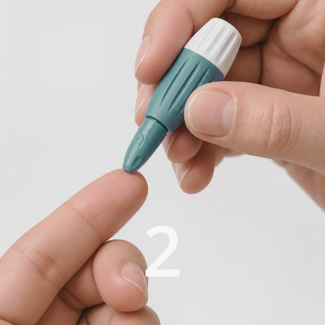 NAD Test step 2: collect capillary blood and apply it to the dried blood card