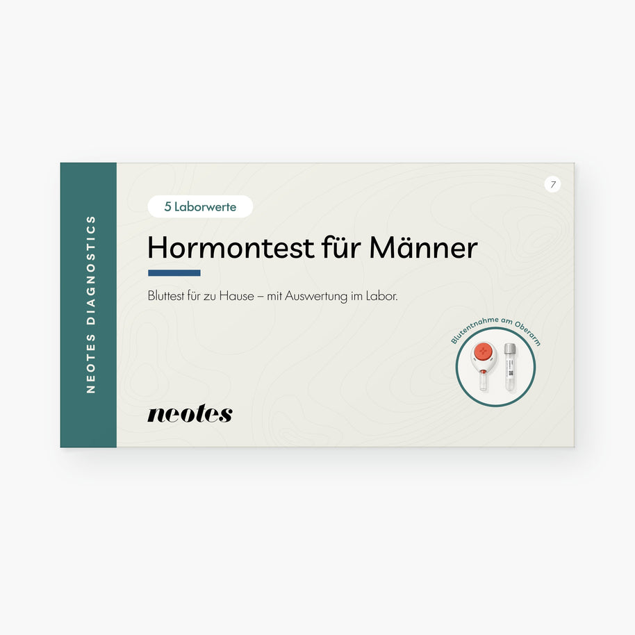 Hormontest für Männer von neotes – Verpackung mit 5 Laborwerten, Bluttest für zu Hause
