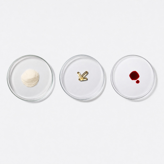 Collagen, omega-3 and astaxanthin as ingredients in Petri dishes