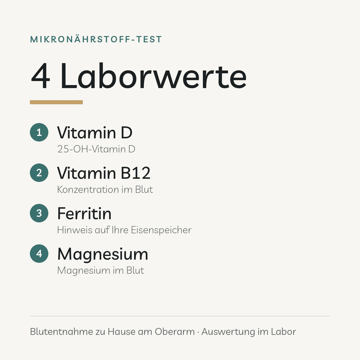 Mikronährstoff-Test: 4 Laborwerte – Vitamin D, Vitamin B12, Ferritin, Magnesium
