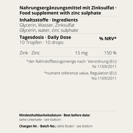 Zink Tropfen von neotes mit Nährwertangaben und Inhaltsstoffen